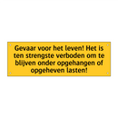 Gevaar voor het leven! Het is ten strengste verboden /.../