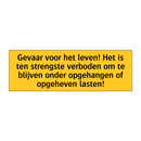 Gevaar voor het leven! Het is ten strengste verboden /.../