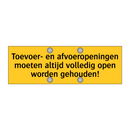 Toevoer- en afvoeropeningen moeten altijd volledig /.../