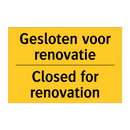 Gesloten voor renovatie - Closed for renovation