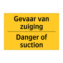 Gevaar van zuiging - Danger of suction