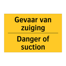 Gevaar van zuiging - Danger of suction