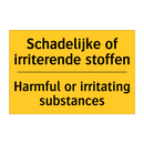 Schadelijke of irriterende stoffen - Harmful or irritating substances