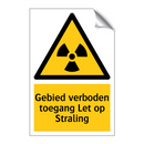 Gebied verboden toegang Let op Straling