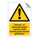 Toevoer- en afvoeropeningen moeten altijd volledig open worden gehouden!