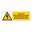 Elektrische bedieningsruimte! Toegang alleen toegestaan voor geautoriseerd personeel