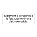 Maximum 4 personnes à la fois. Maintenir une distance sociale.