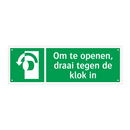 Om te openen, draai tegen de klok in & Om te openen, draai tegen de klok in