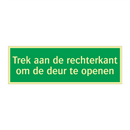 Trek aan de rechterkant om de deur te openen & Trek aan de rechterkant om de deur te openen