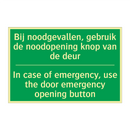 Bij noodgevallen, gebruik de noodopening /.../ - In case of emergency, use /.../