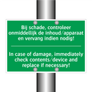 Bij schade, controleer onmiddellijk /.../ - In case of damage, immediately /.../