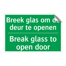 Breek glas om de deur te openen /.../ - Break glass to open door
