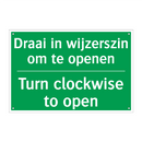 Draai in wijzerszin om te openen /.../ - Turn clockwise to open.