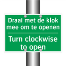 Draai met de klok mee om te openen /.../ - Turn clockwise to open