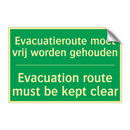 Evacuatieroute moet vrij worden /.../ - Evacuation route must be /.../