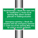 Noodopening 1. Breek het raam /.../ - Emergency opening 1. Break /.../