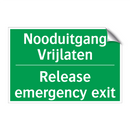Nooduitgang Vrijlaten - Release emergency exit. & Nooduitgang Vrijlaten - Release emergency exit.