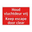 Houd vluchtdeur vrij - Keep escape door clear