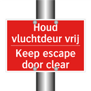 Houd vluchtdeur vrij - Keep escape door clear