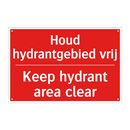 Houd hydrantgebied vrij - Keep hydrant area clear