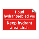 Houd hydrantgebied vrij - Keep hydrant area clear
