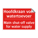 Hoofdkraan voor watertoevoer - Main shut-off valve for water supply