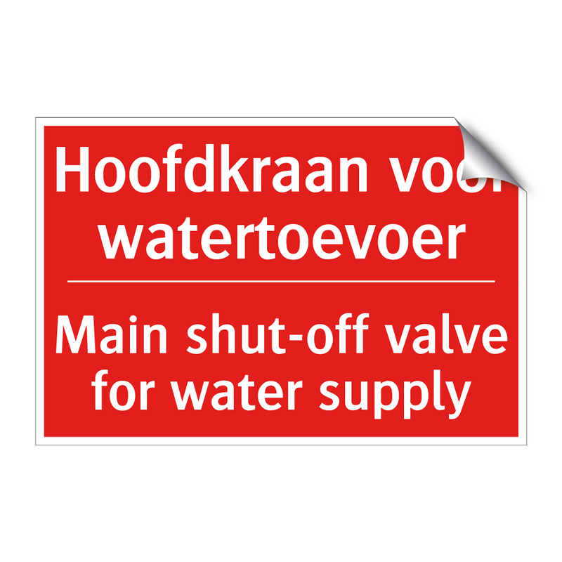 Hoofdkraan voor watertoevoer - Main shut-off valve for water supply