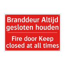 Branddeur Altijd gesloten houden - Fire door Keep closed at all times
