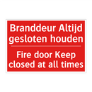 Branddeur Altijd gesloten houden - Fire door Keep closed at all times