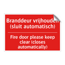 Branddeur vrijhouden (sluit automatisch) - Fire door please keep clear (closes automatically) /.../
