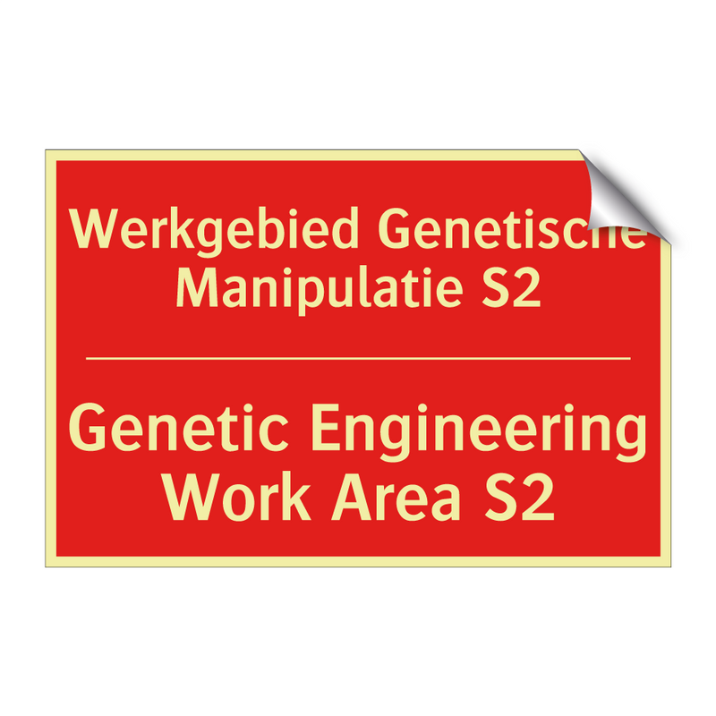 Werkgebied Genetische Manipulatie S2 - Genetic Engineering Work Area S2
