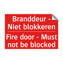 Branddeur - Niet blokkeren - Fire door - Must not be blocked