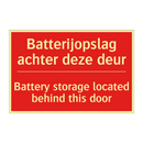 Batterijopslag achter deze deur - Battery storage located behind this door