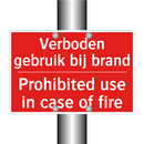 Verboden gebruik bij brand - Prohibited use in case of fire