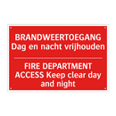 BRANDWEERTOEGANG Dag en nacht vrijhouden - FIRE DEPARTMENT ACCESS Keep clear day and /.../