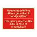 Noodontgrendeling (Alleen gebruiken in noodgevallen!) /.../ - Emergency release (Use only in case of emergency!) /.../
