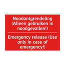 Noodontgrendeling (Alleen gebruiken in noodgevallen!) /.../ - Emergency release (Use only in case of emergency!) /.../