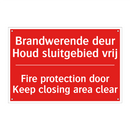 Brandwerende deur Houd sluitgebied vrij - Fire protection door Keep closing area clear