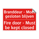 Branddeur - Moet gesloten blijven - Fire door - Must be kept closed