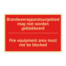 Brandweerapparatuurgebied mag niet worden /.../ - Fire equipment area must not be blocked