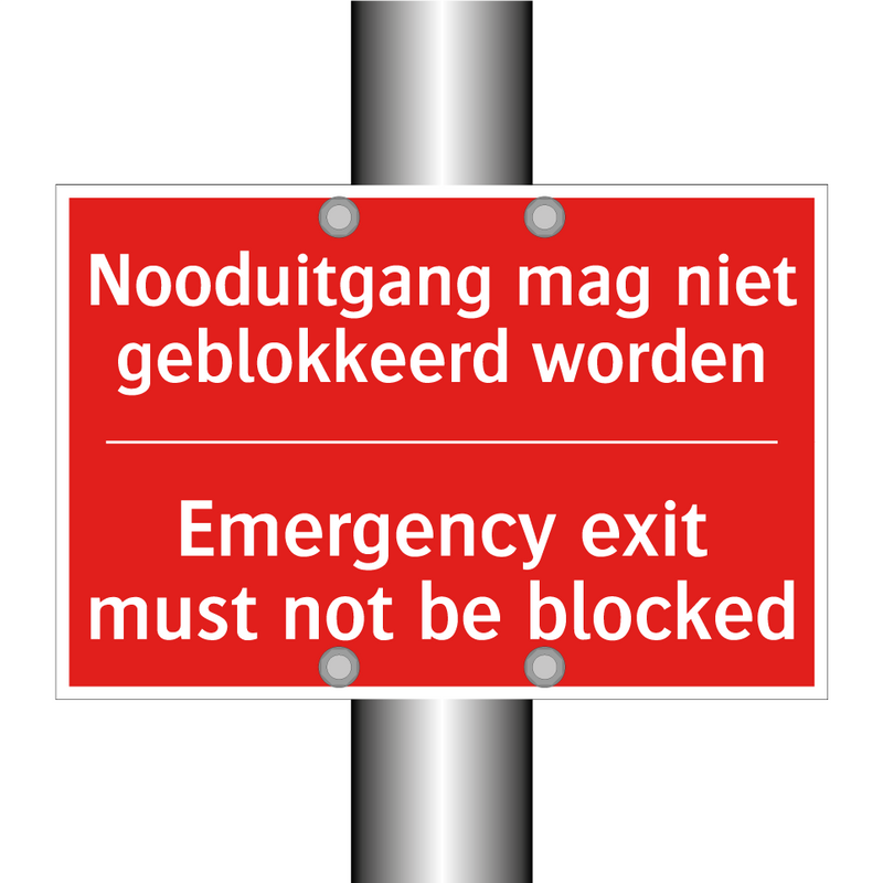 Nooduitgang mag niet geblokkeerd worden - Emergency exit must not be blocked