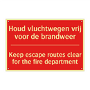 Houd vluchtwegen vrij voor de brandweer - Keep escape routes clear for the fire department /.../