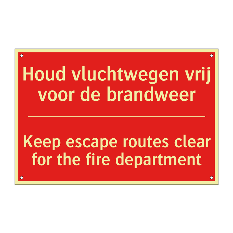Houd vluchtwegen vrij voor de brandweer - Keep escape routes clear for the fire department /.../