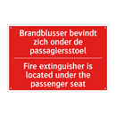 Brandblusser bevindt zich onder de passagiersstoel /.../ - Fire extinguisher is located under the passenger /.../
