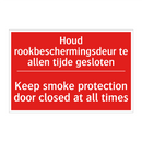 Houd rookbeschermingsdeur te allen tijde /.../ - Keep smoke protection door closed at all /.../