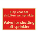 Klep voor het afsluiten van sprinkler - Valve for shutting off sprinkler