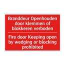 Branddeur Openhouden door klemmen of blokkeren /.../ - Fire door Keeping open by wedging or blocking /.../