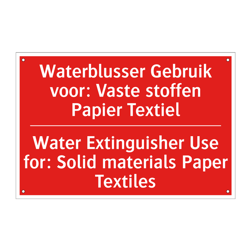 Waterblusser Gebruik voor: Vaste stoffen /.../ - Water Extinguisher Use for: Solid materials /.../