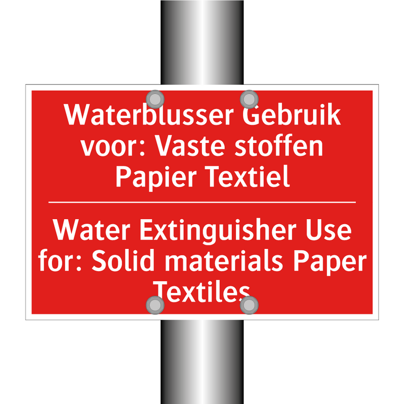 Waterblusser Gebruik voor: Vaste stoffen /.../ - Water Extinguisher Use for: Solid materials /.../