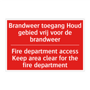 Brandweer toegang Houd gebied vrij voor /.../ - Fire department access Keep area clear for /.../